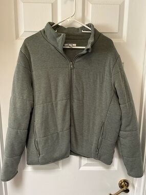 Three Dots Olive Green Quilted Zip-Front Jacket